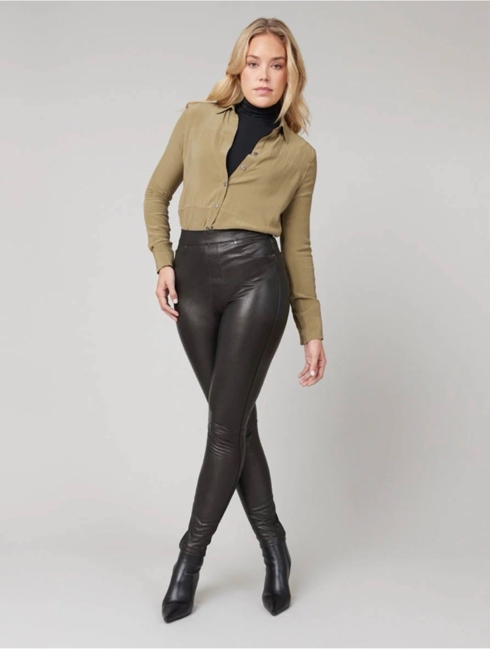 Spanx Leather Like Skinny Pant Black Size Large NEW